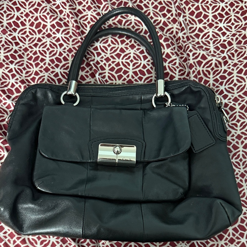 Coach Black Leather Satchel Bag
